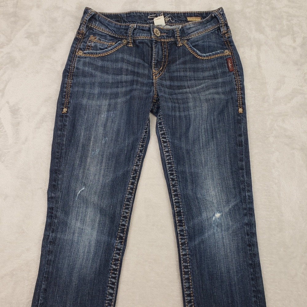 Silver Jeans Womens Kelli Boyfriend Relaxed Skinny Jeans Blue 26 (28) Low Rise - Picture 2 of 11